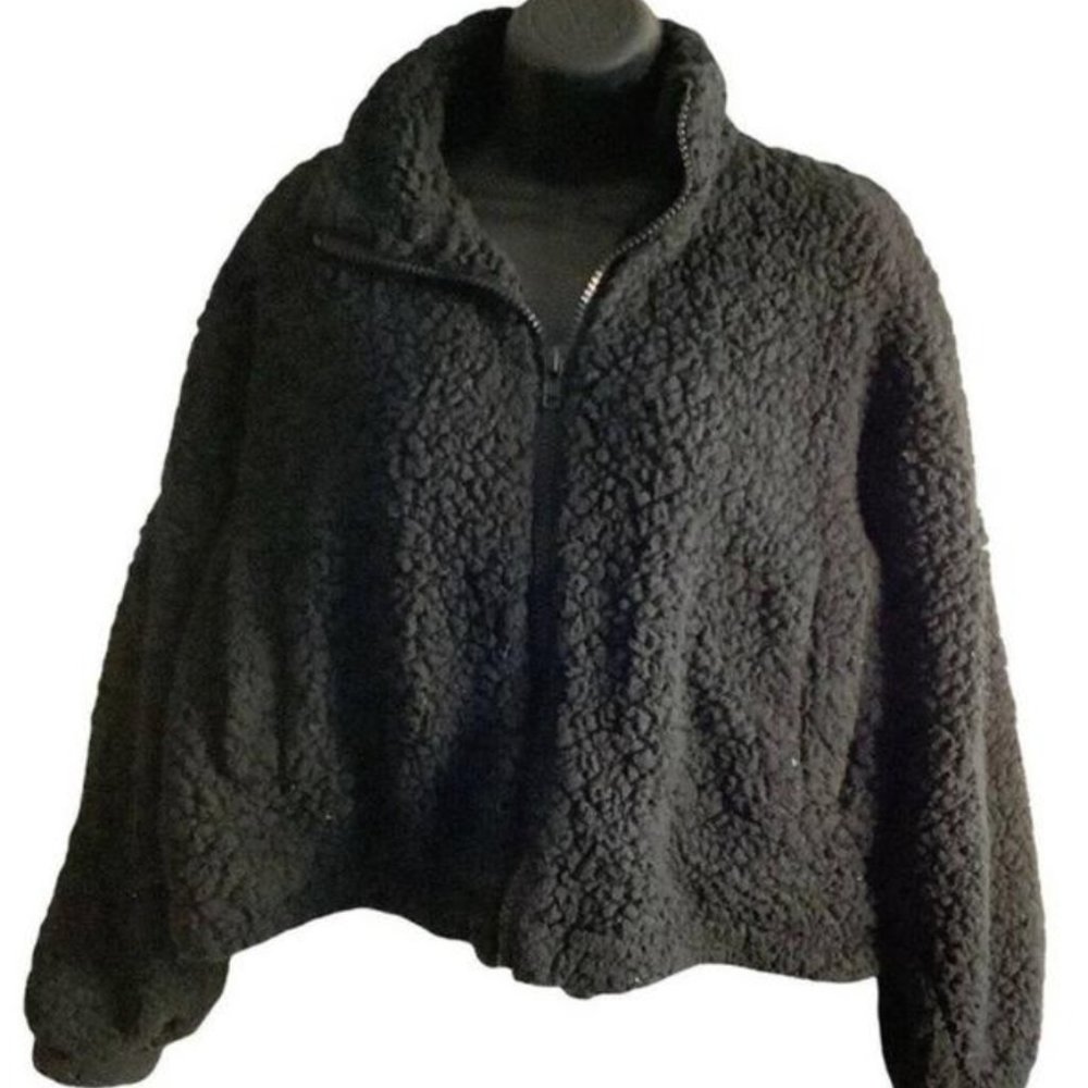 Urban Outfitters Fleece Zip Up Black Sweater